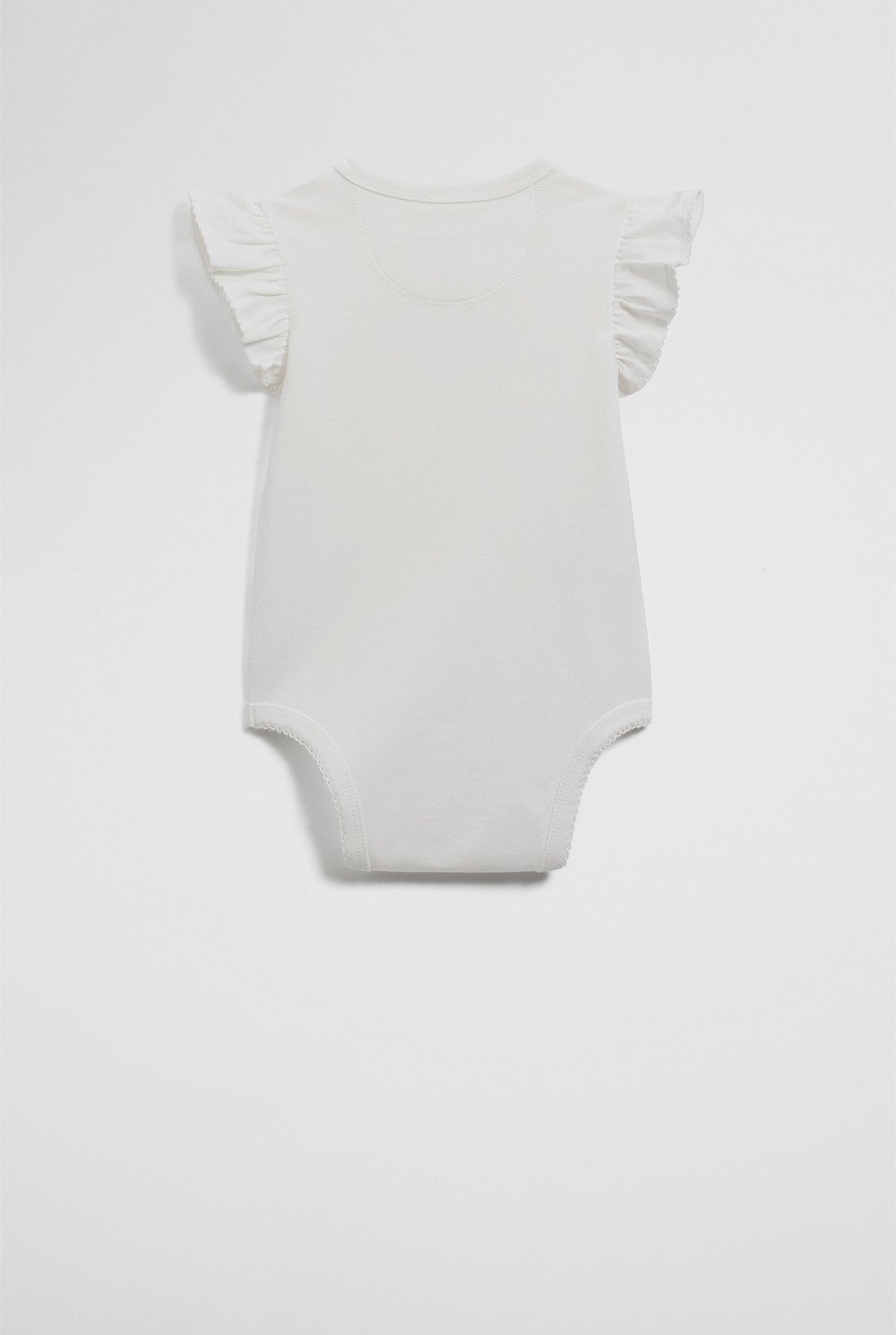 Organically Grown Cotton Blend Frill Short Sleeve Logo Bodysuit