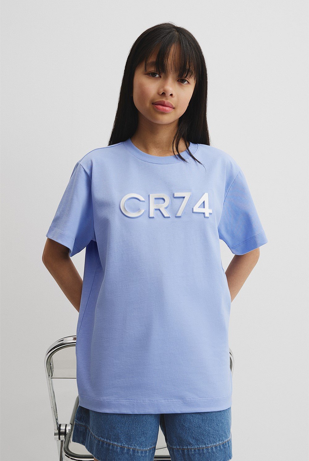 Teen Recycled Cotton Blend Longline Logo T-Shirt