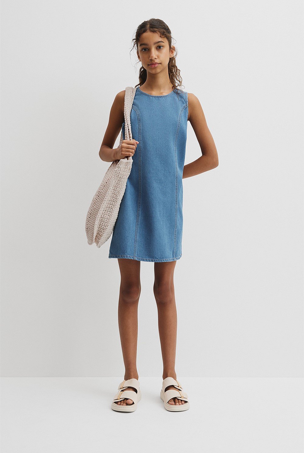 Teen Denim Shift Mini Dress