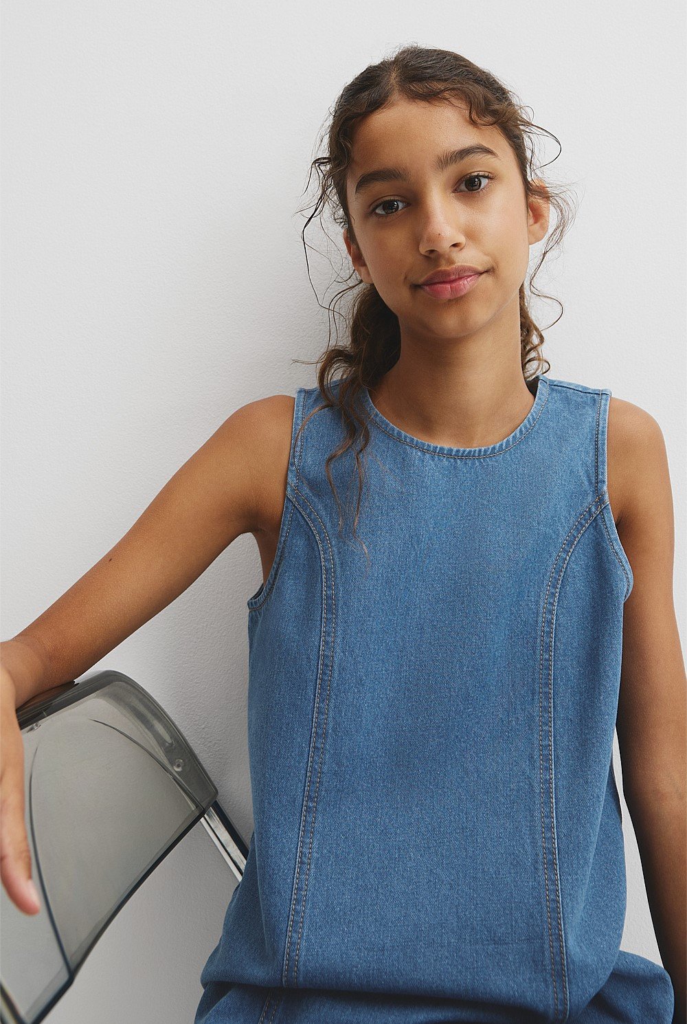 Teen Denim Shift Mini Dress