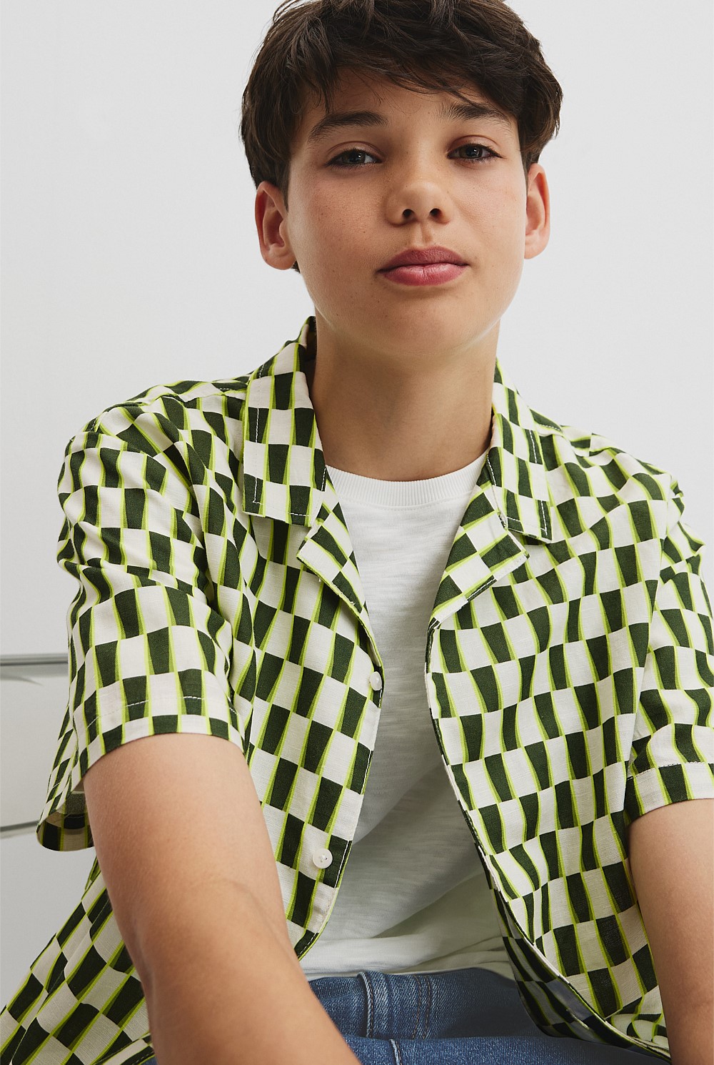 Teen Short Sleeve Geometric Print Shirt