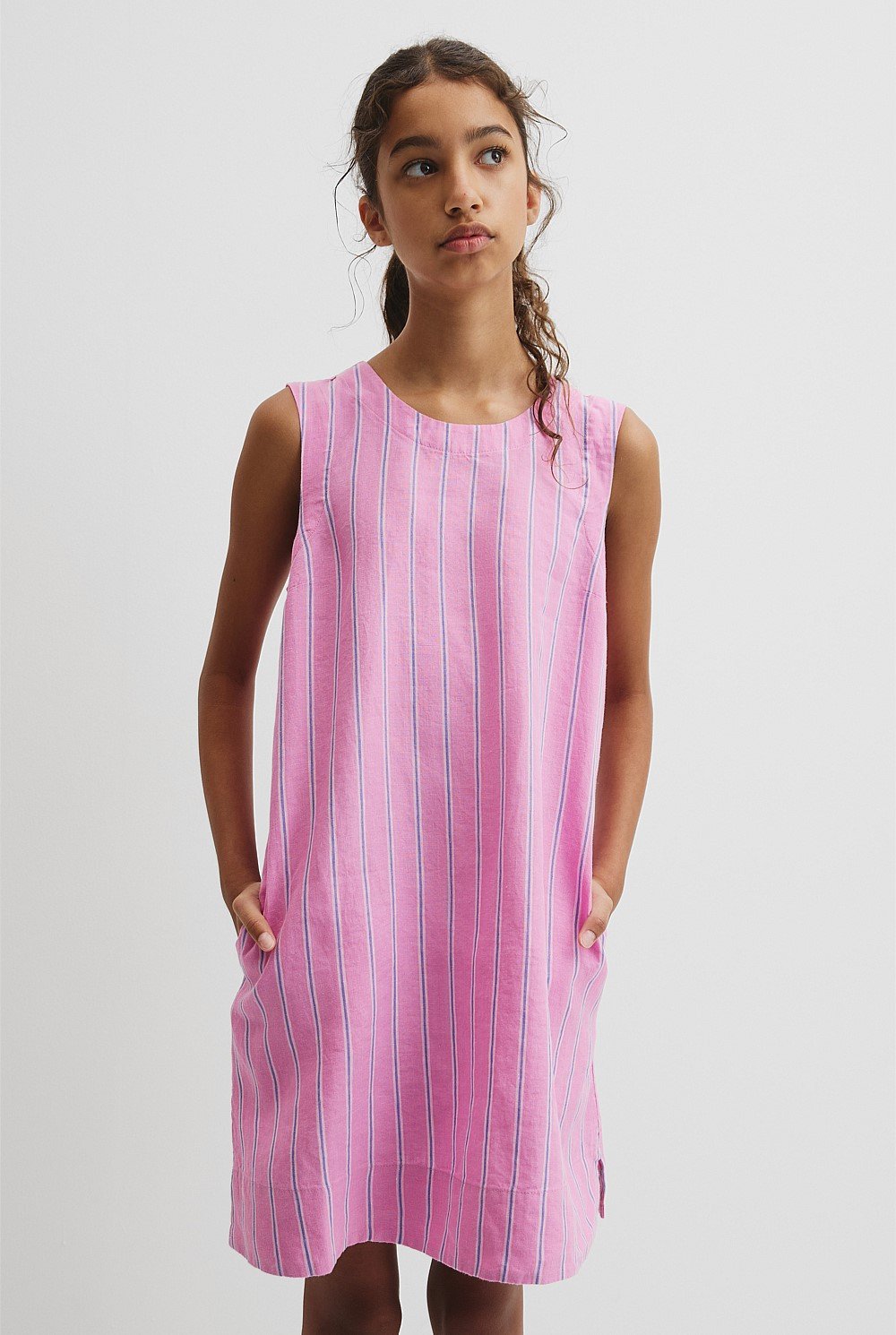 Teen Vertical Stripe Mini Dress