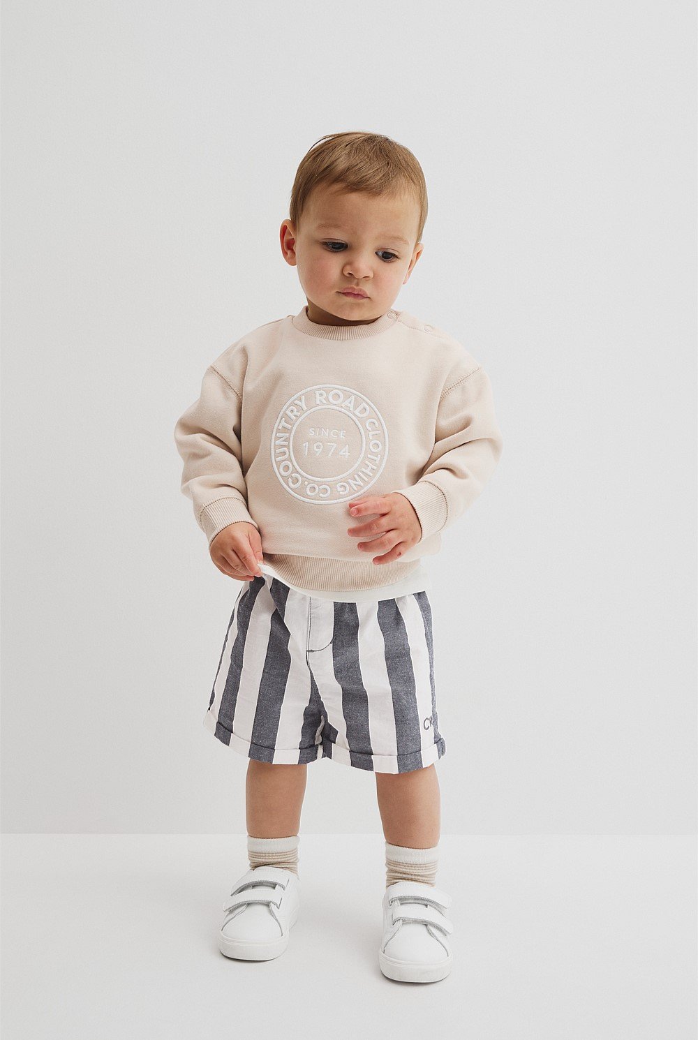 Organically Grown Cotton Blend Stripe Pull-On Short