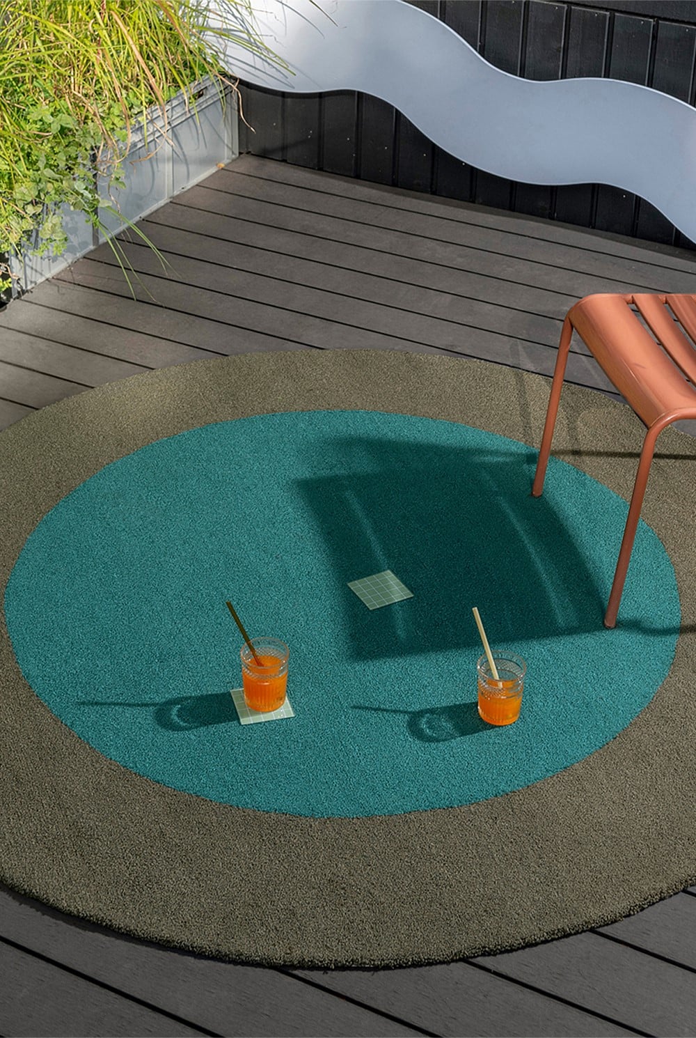 Habitat Festival Round Aqua Outdoor Rug 150x150cm
