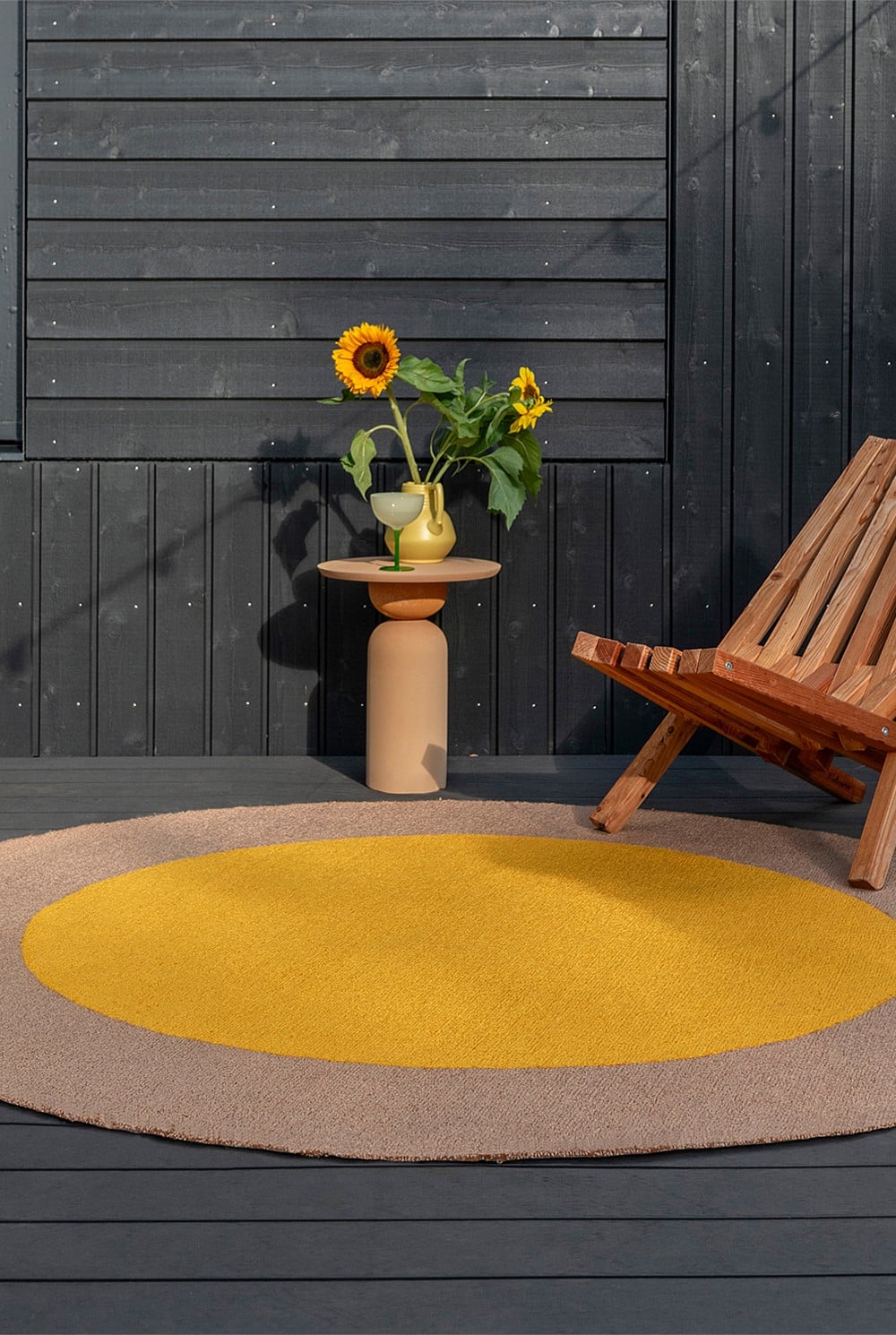 Habitat Festival Round Yellow Outdoor Rug 200x200cm