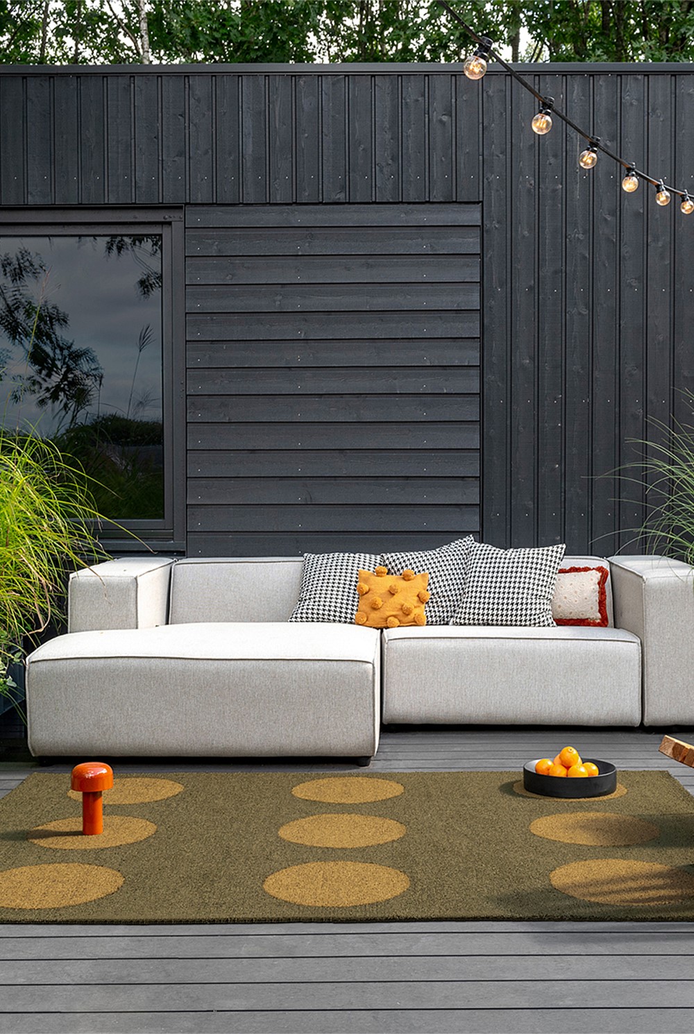 Habitat Festival Dots Olive Green Outdoor Rug 350x250cm