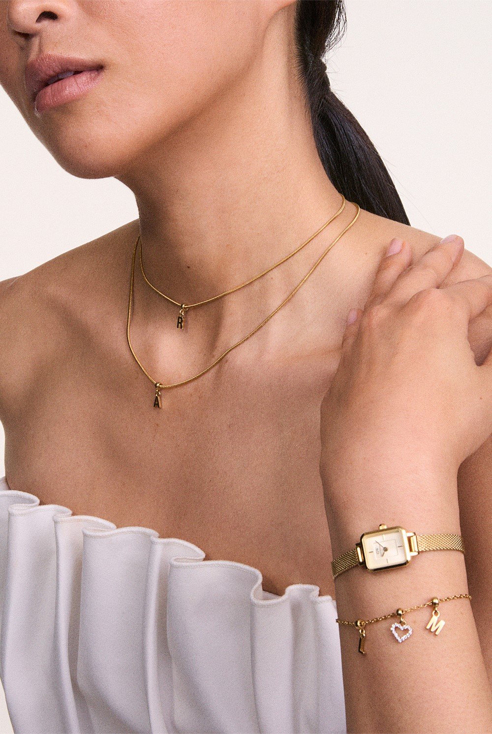 Quadro Mini Evergold Champagne Watch