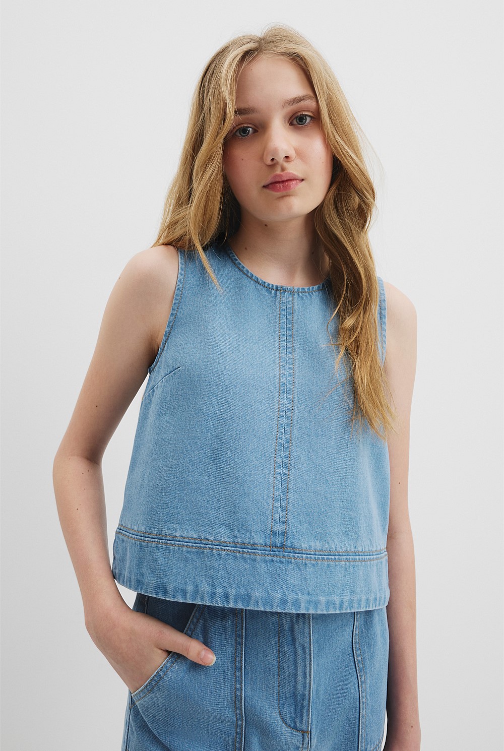 Teen Denim Shell Top
