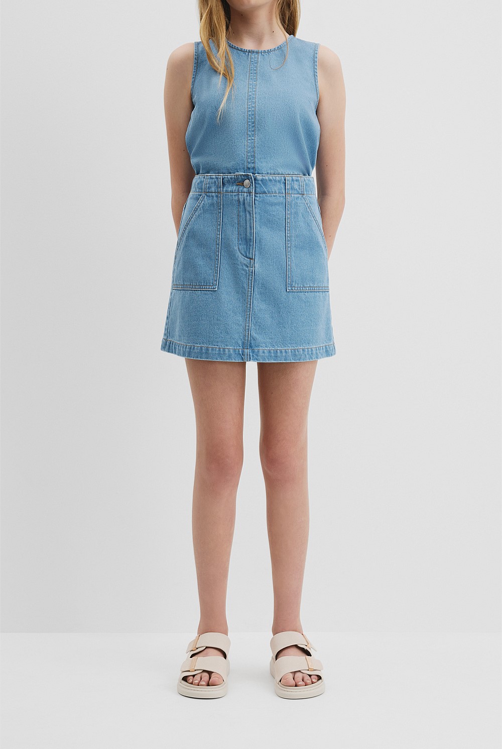 Teen Denim Pocket Mini Skirt