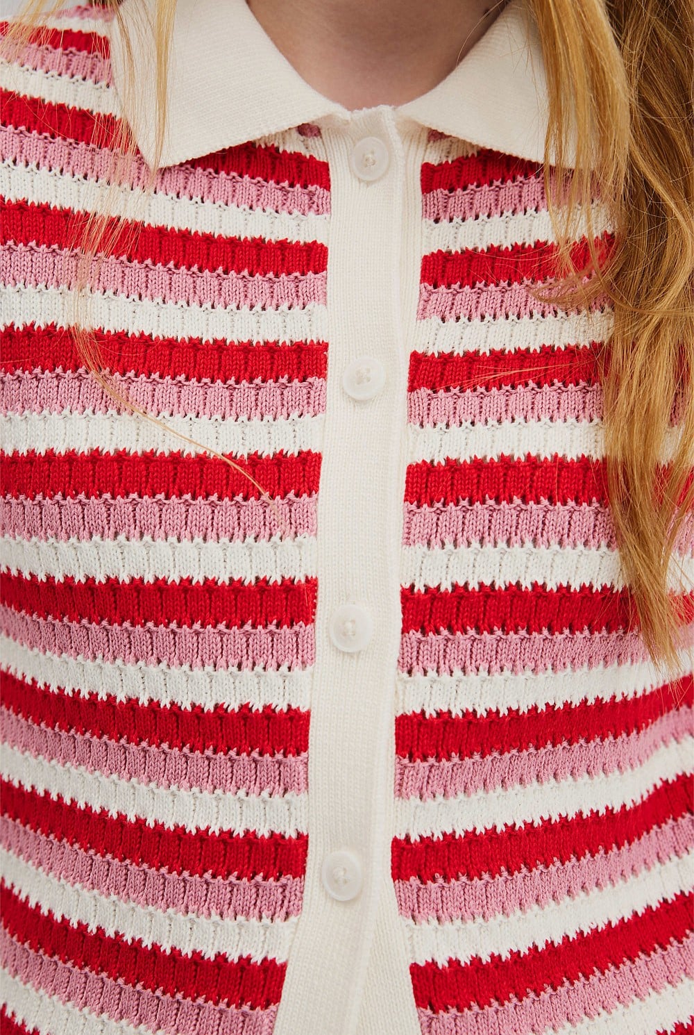 Teen Australian Cotton Stripe Polo Knit Top