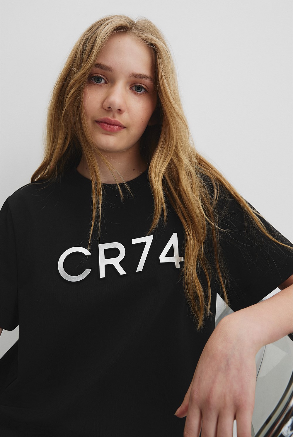 Teen Recycled Cotton Blend Longline Logo T-Shirt