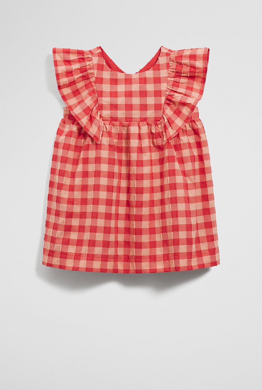 Gingham Flutter Sleeve Dress