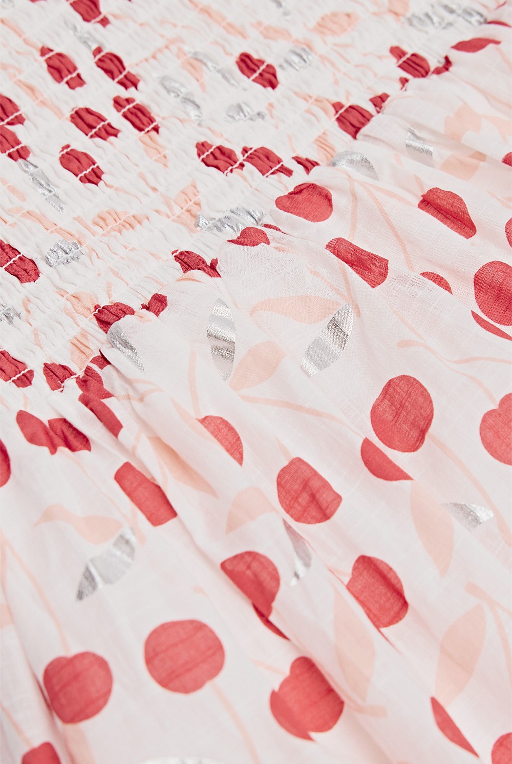 Cherry Shirred Dress