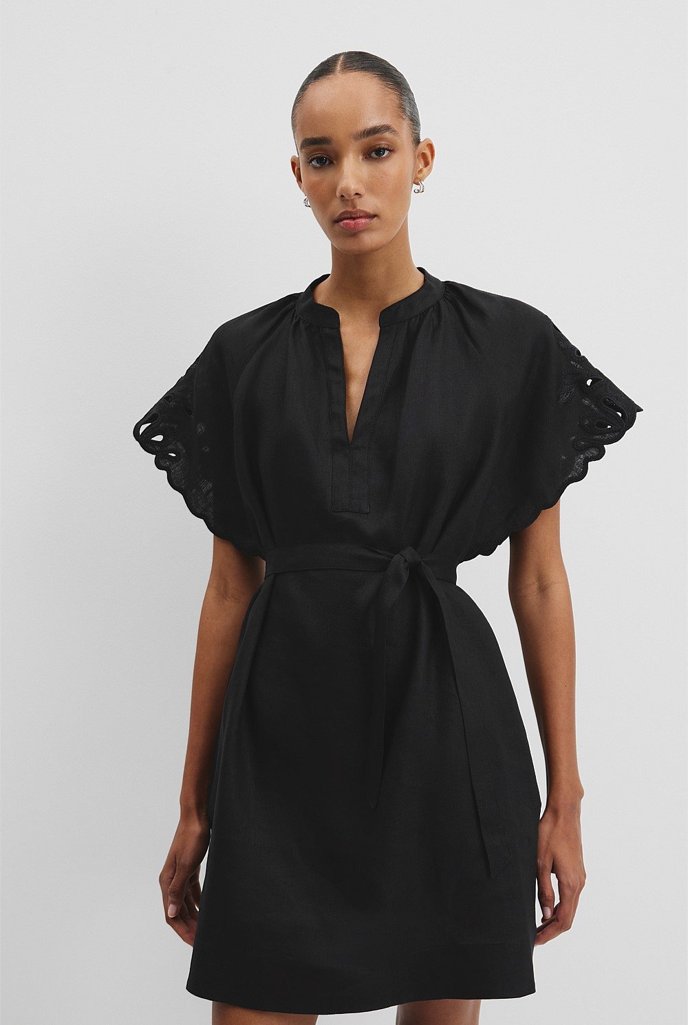 Cutwork Linen Mini Dress