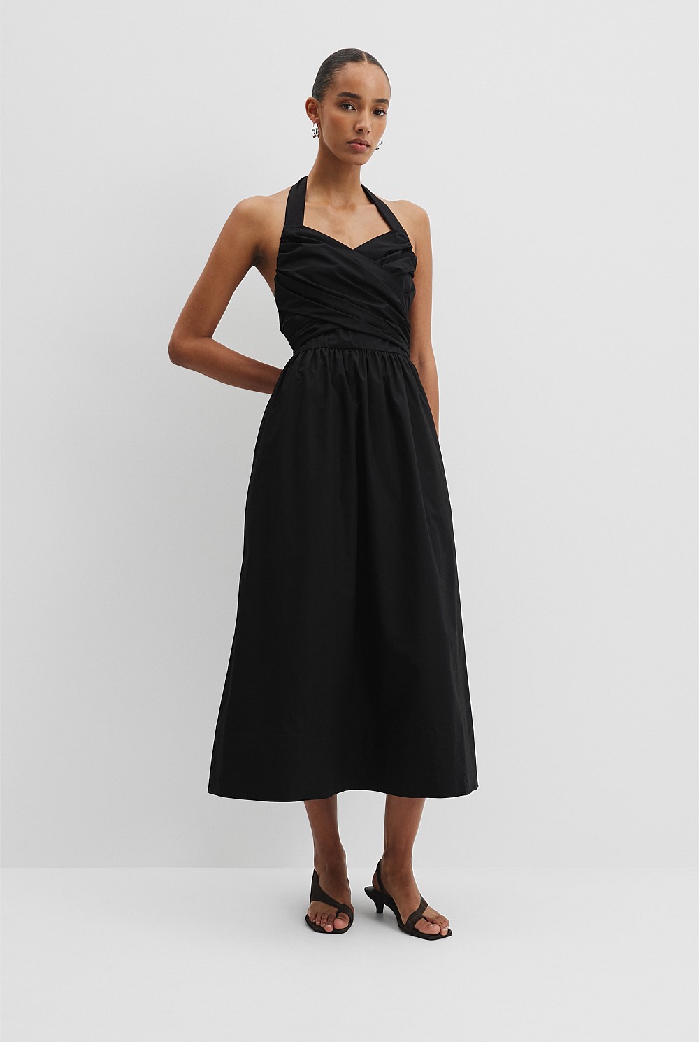 Organically Grown Cotton Halter Detail Midi Dress