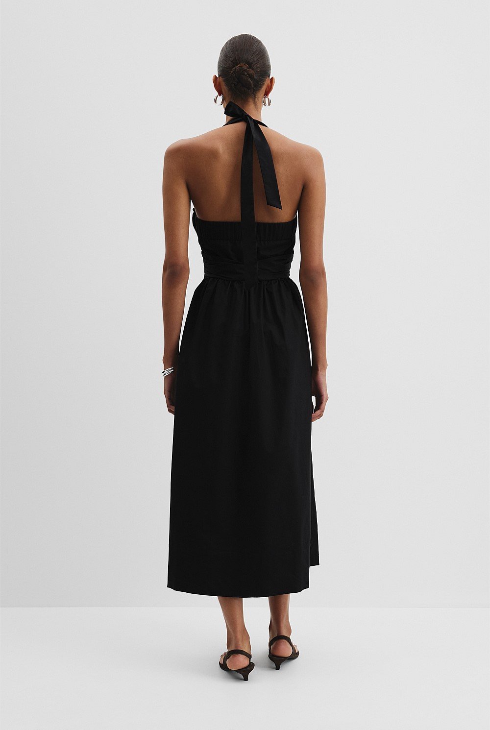 Organically Grown Cotton Halter Detail Midi Dress