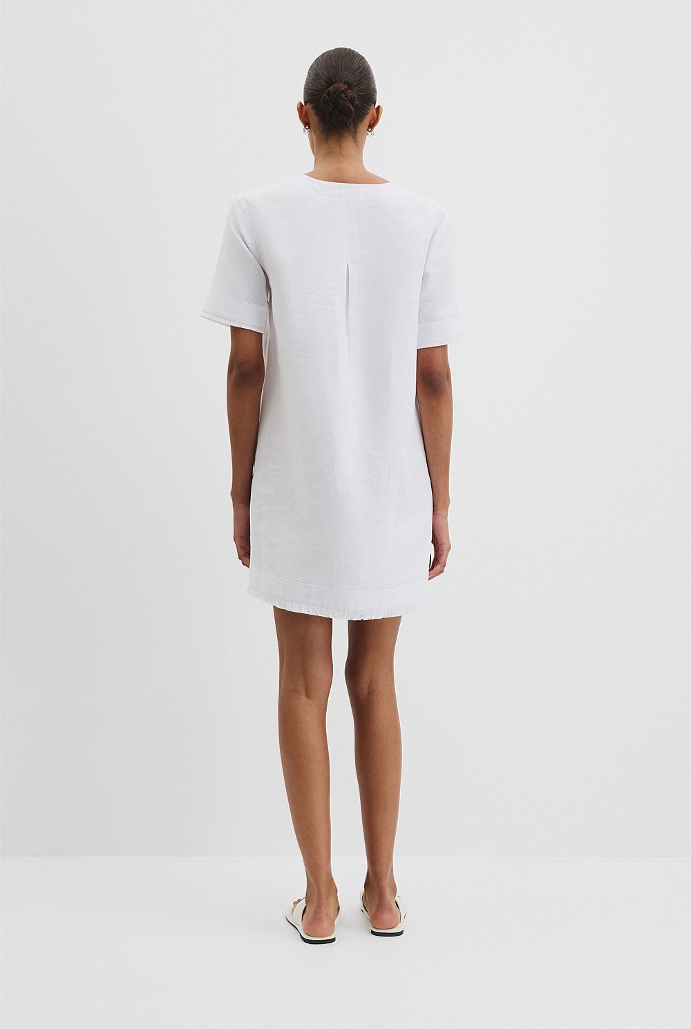 Organically Grown Linen Frayed Popover Dress