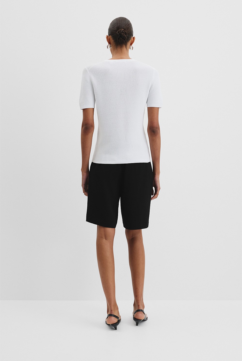 Waffle Short Sleeve Button Knit