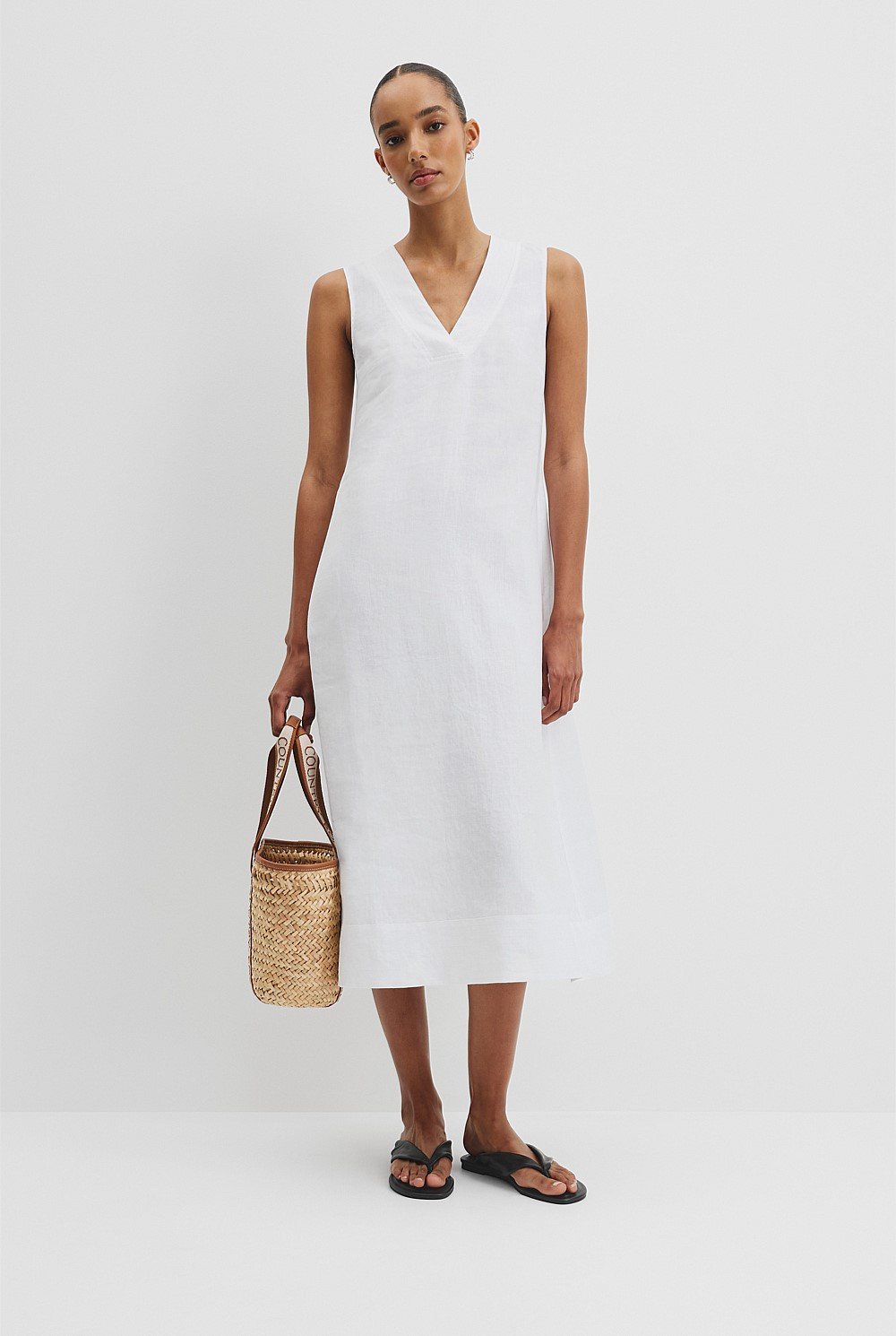 Organically Grown Linen Sleeveless V-Neck Linen Dress