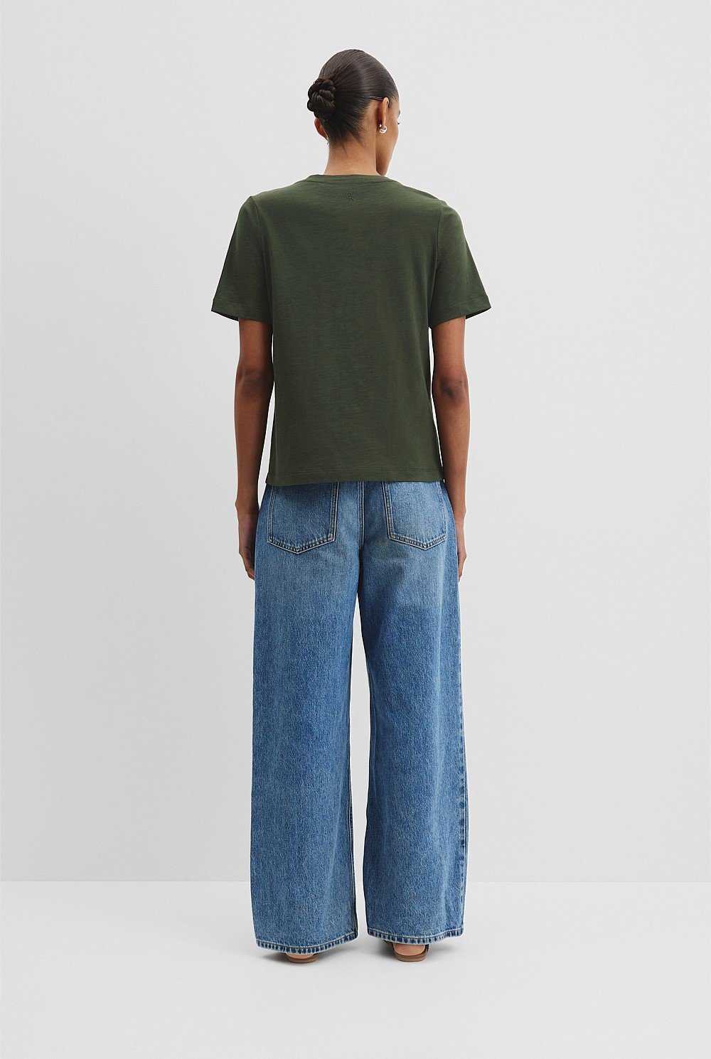 Australian Good Earth Cotton Short Sleeve V-Neck T-Shirt