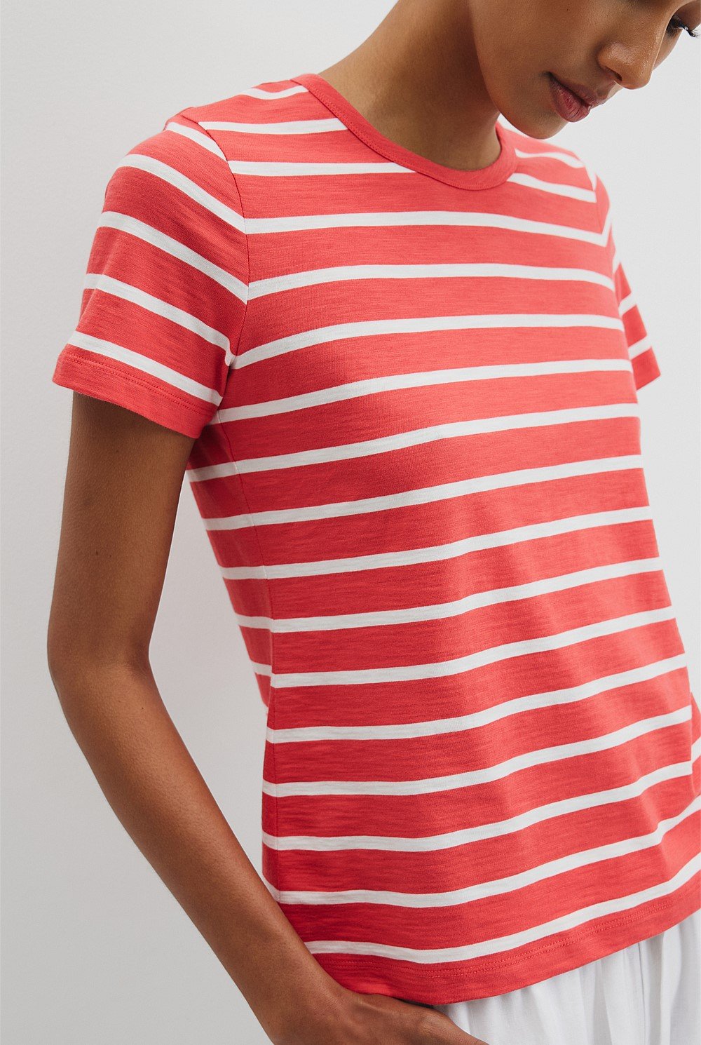 Stripe Australian Good Earth Cotton Slub T-Shirt