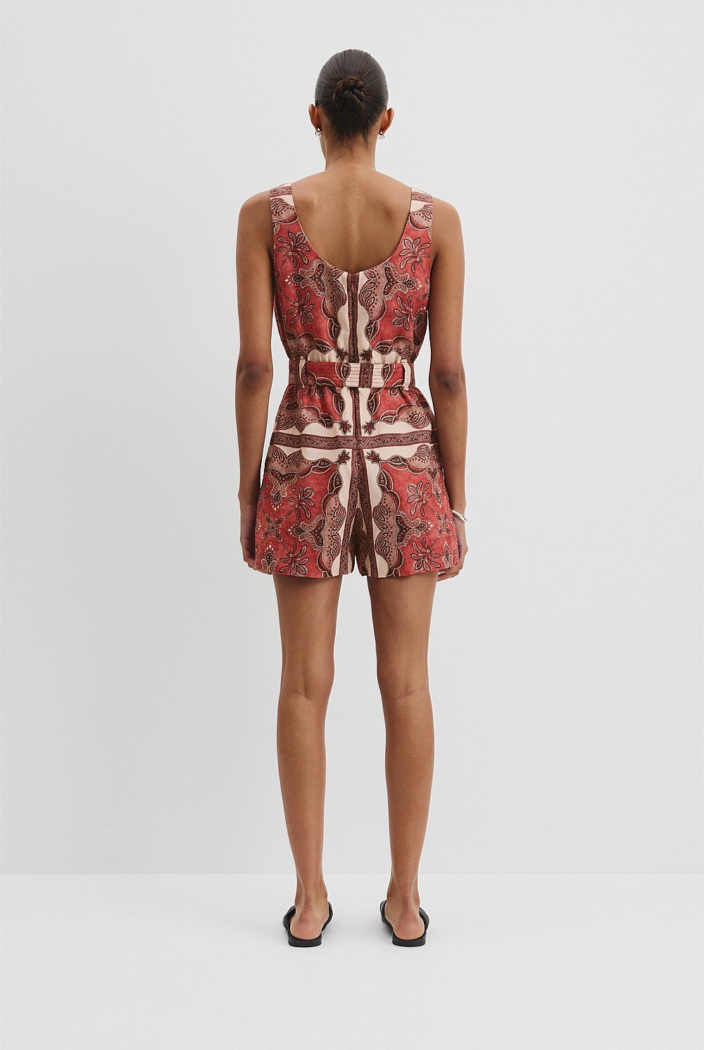 Organically Grown Linen Print Playsuit