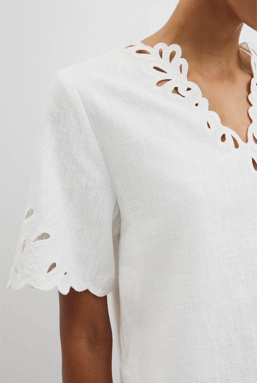 Cutwork Short Sleeve Popover