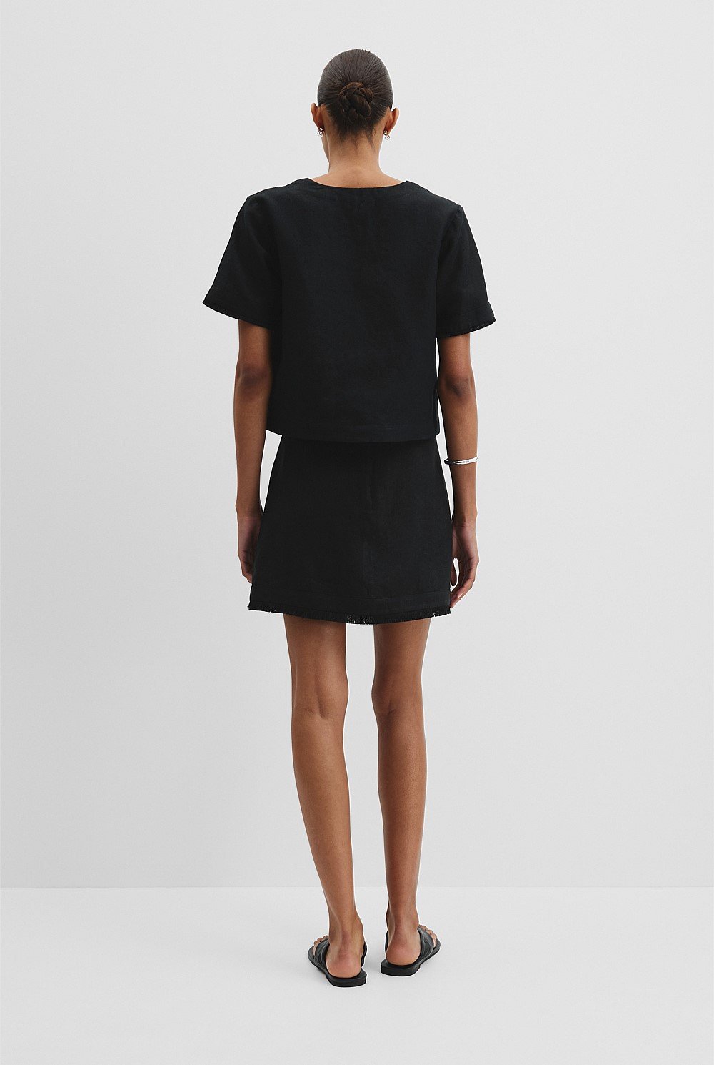 Organically Grown Linen Frayed Popover Top