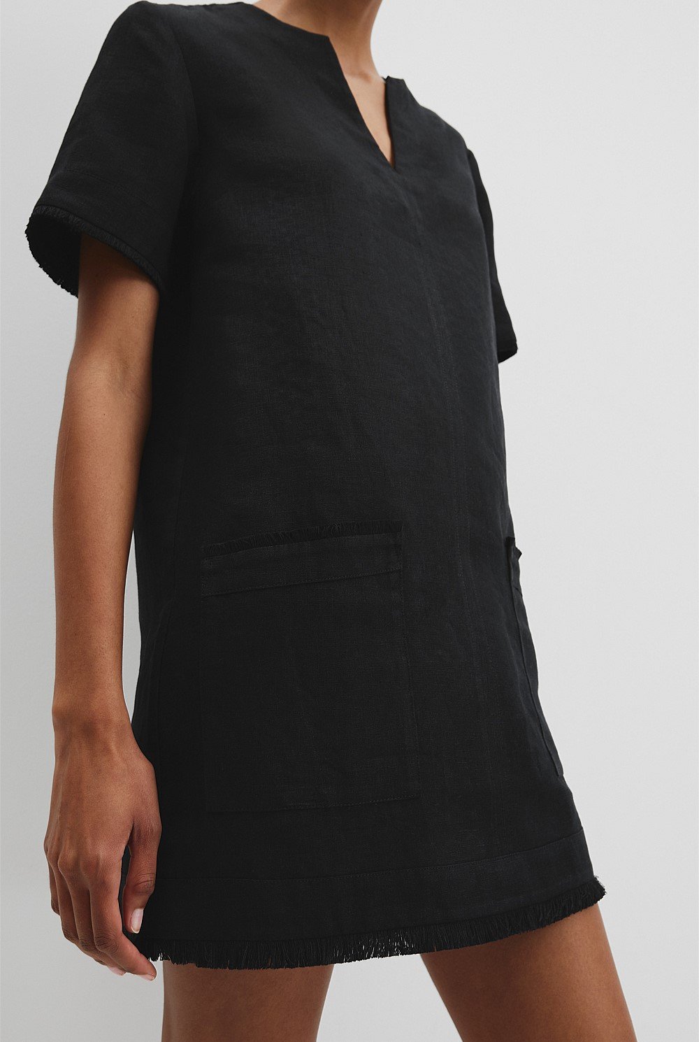 Organically Grown Linen Frayed Popover Dress
