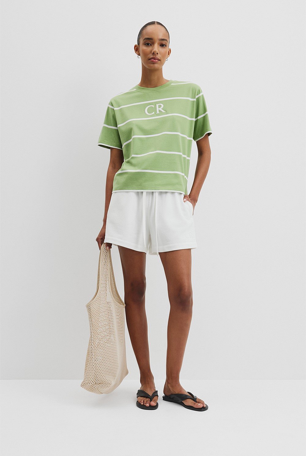 Australian Cotton Stripe CR Logo T-Shirt