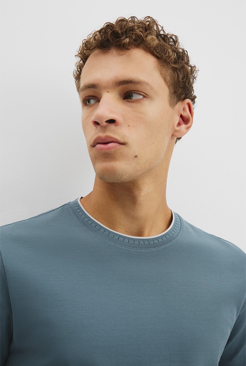 Tipped Mercerise Pique T-Shirt