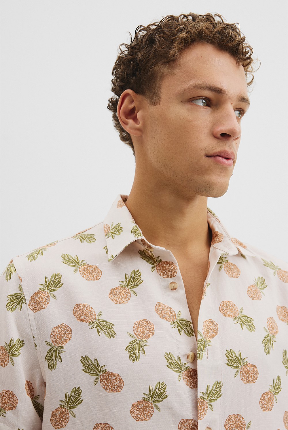 Regular Tencel Linen Print Shirt