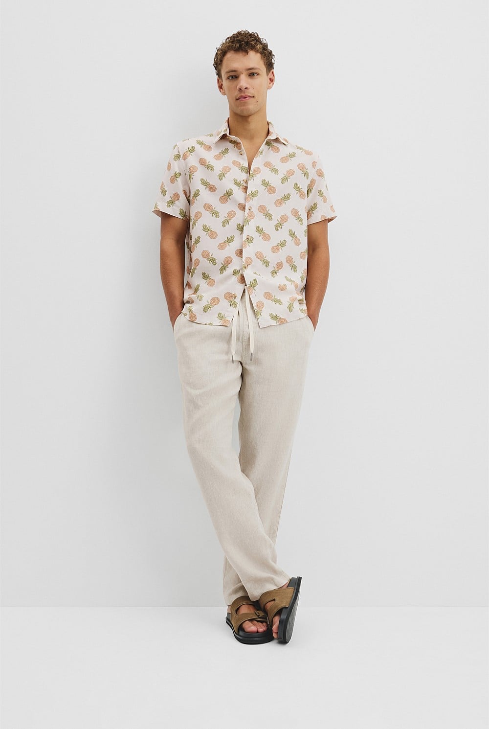 Regular Tencel Linen Print Shirt