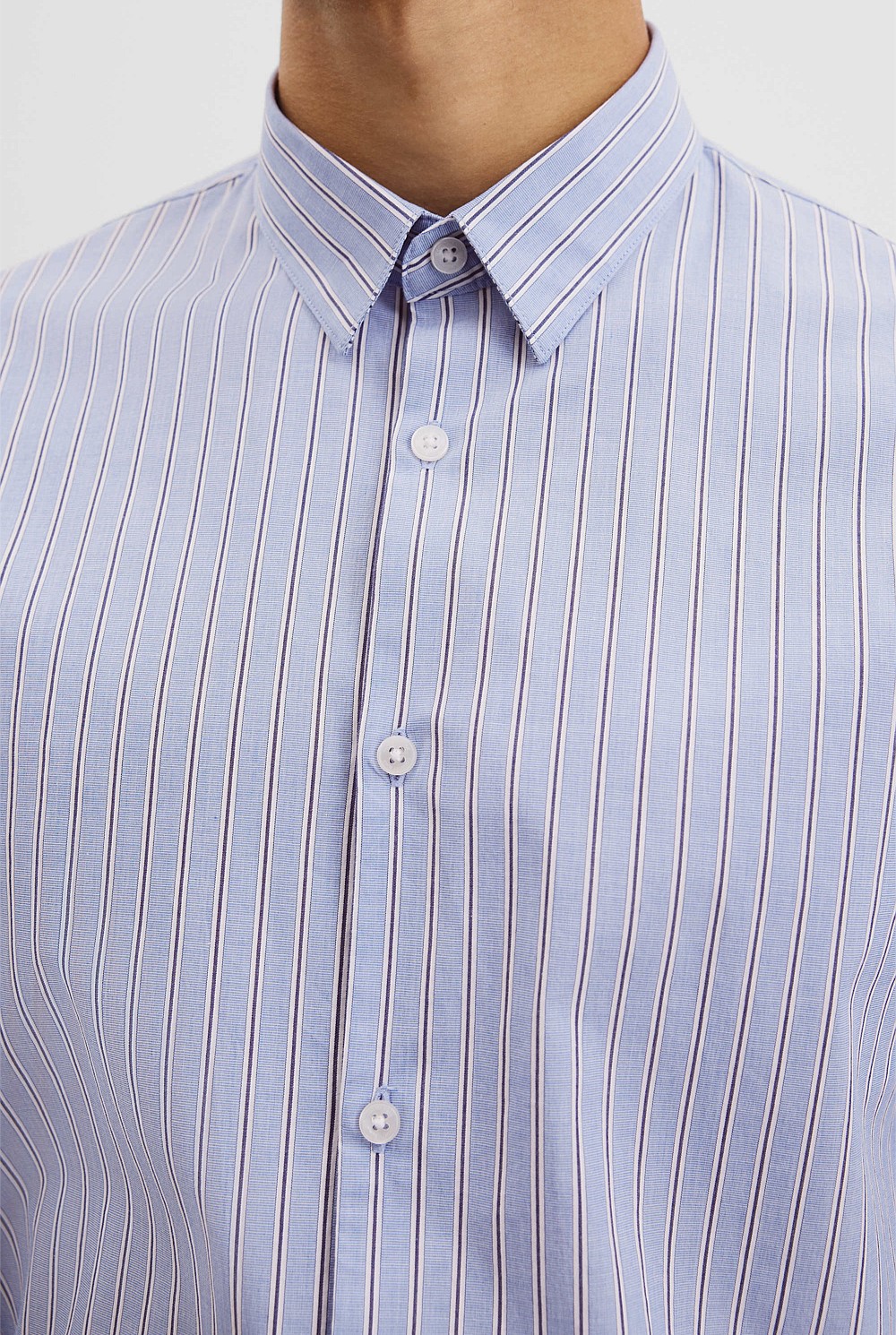 Long Sleeve Cotton Stretch Strap Shirt