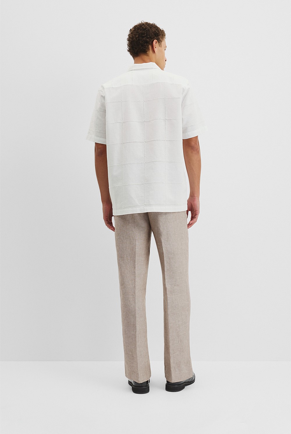 Relaxed Linen Cotton Embroidery Shirt