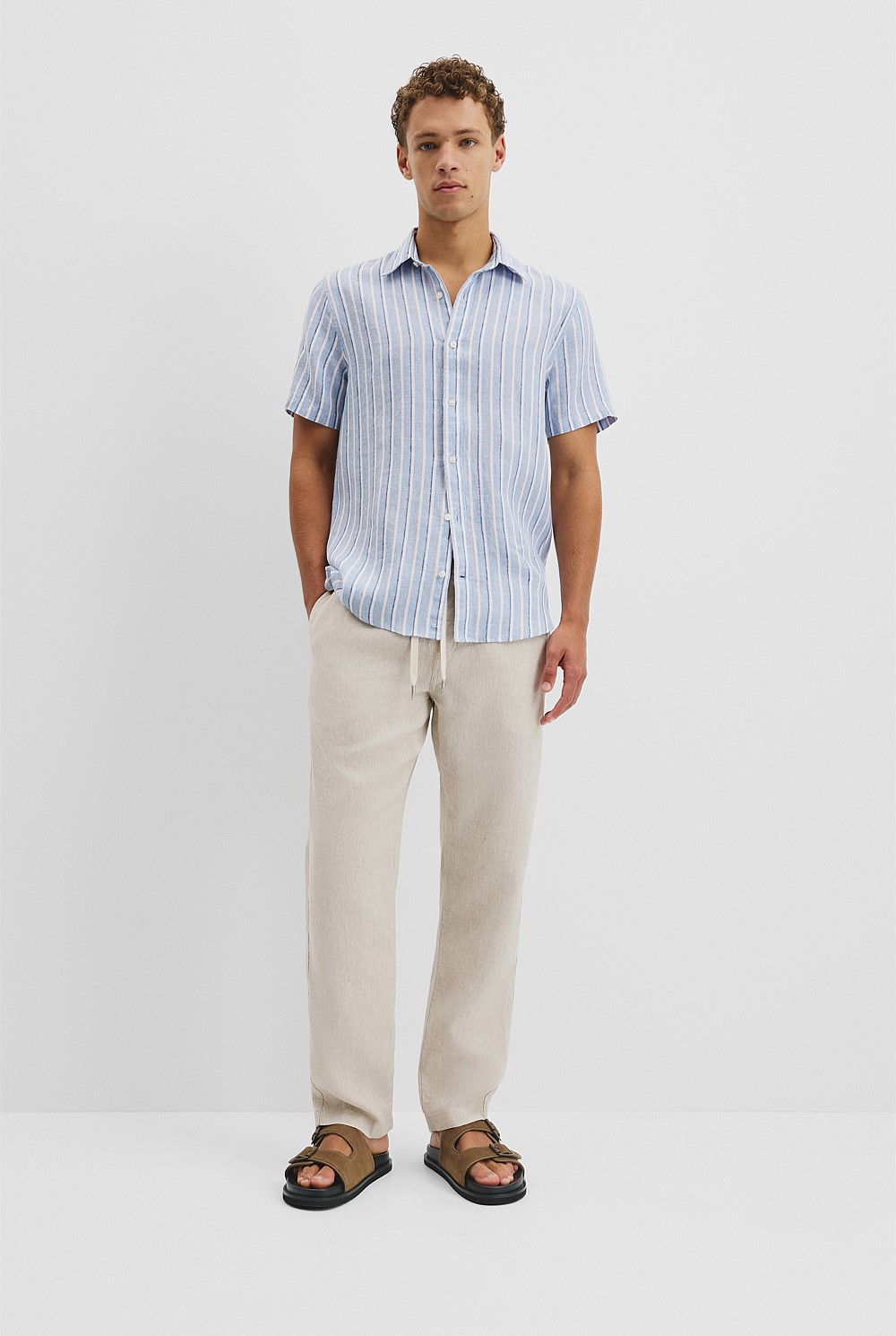 Organically Grown Linen Short Sleeve Regular Strap Shirt