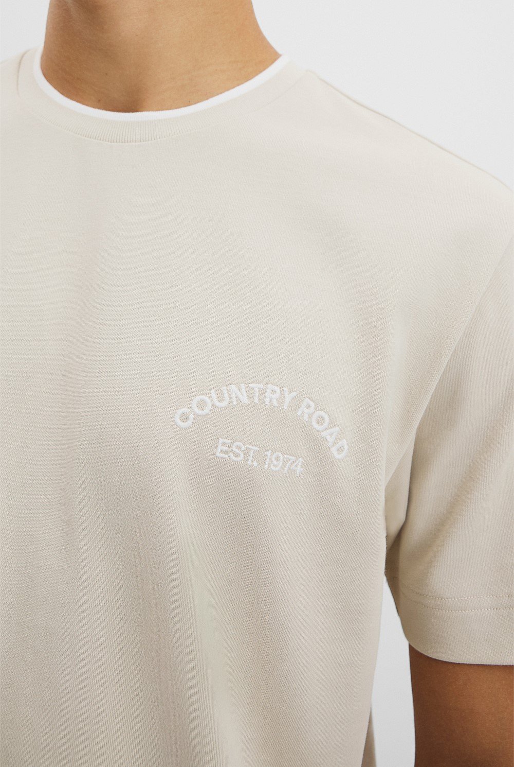 Australian Cotton CR Logo Contrast Neck Tee