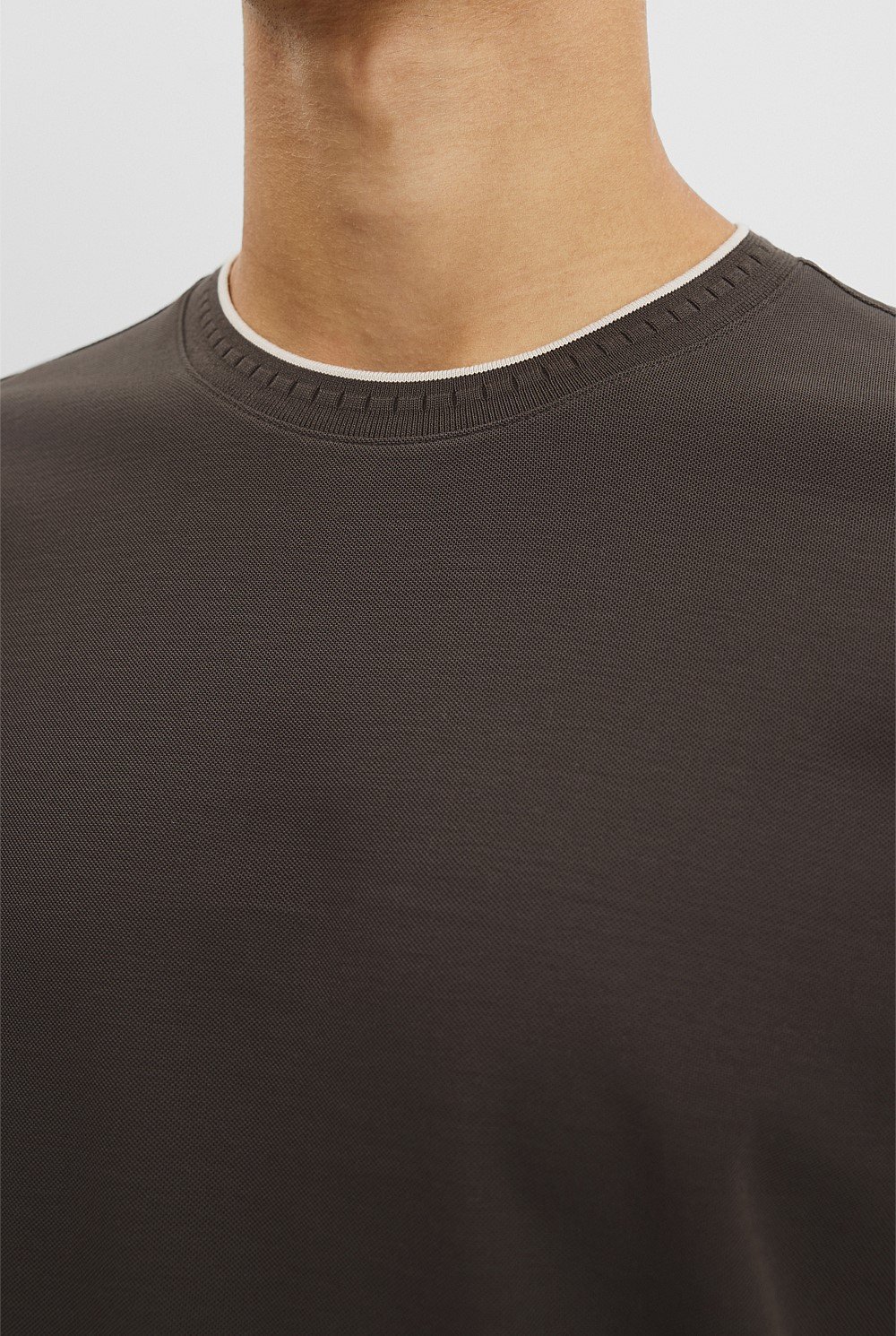 Tipped Mercerise Pique T-Shirt
