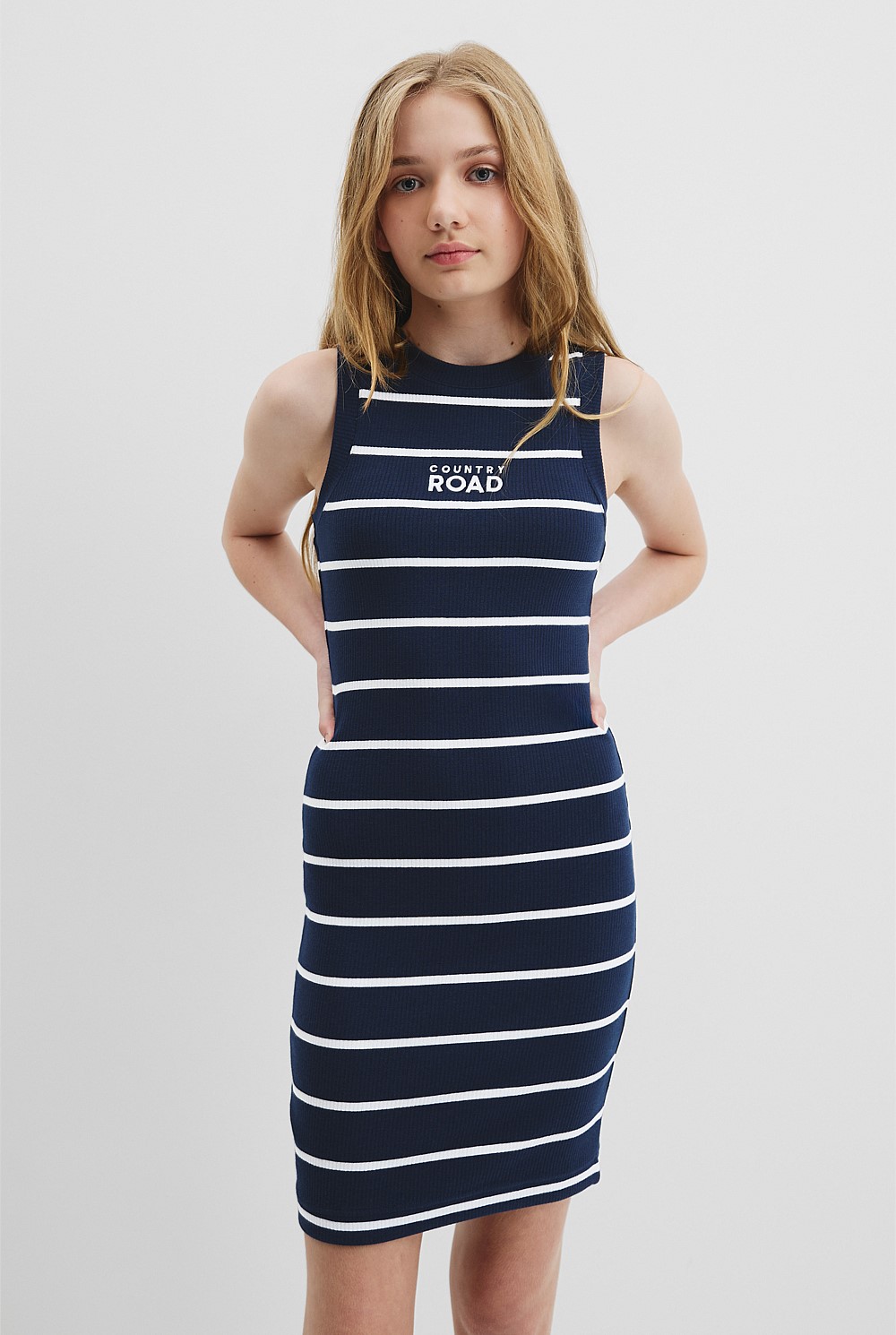 Teen Stripe Rib Tank Dress