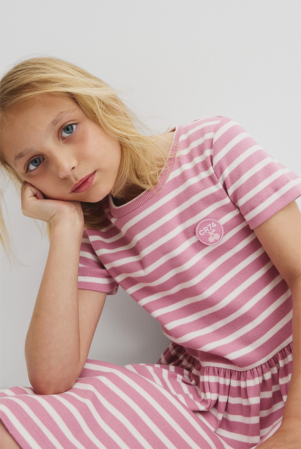 Gathered Rib T-Shirt Dress