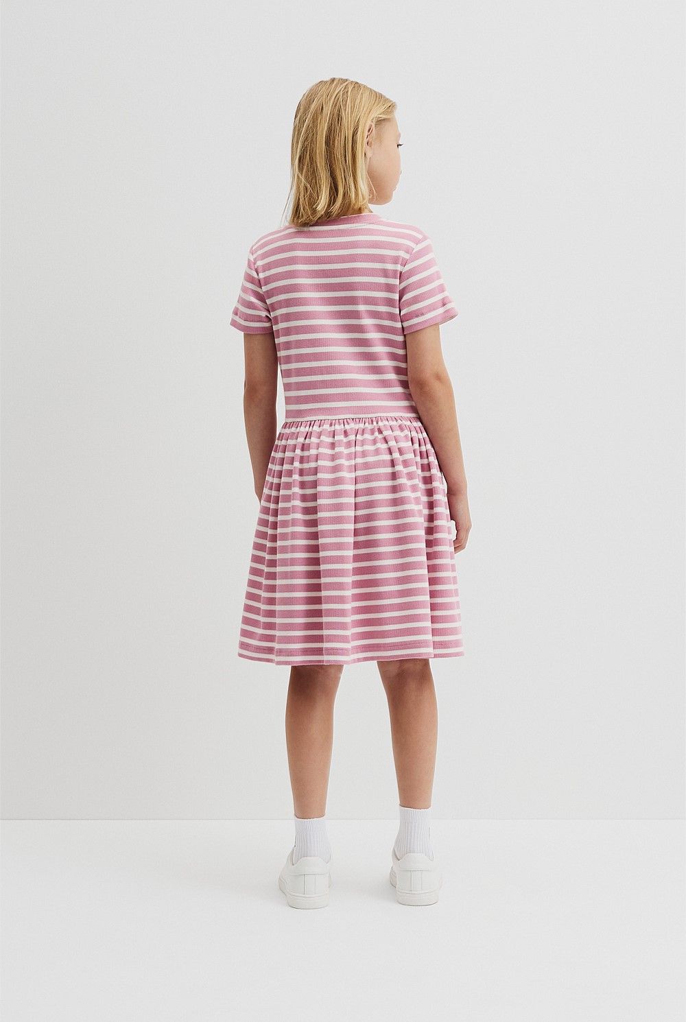 Gathered Rib T-Shirt Dress