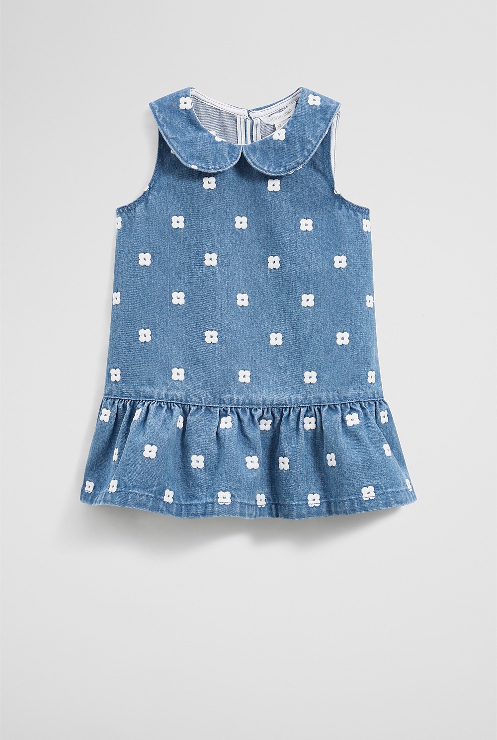 Spot Embroidered Denim Mini Dress