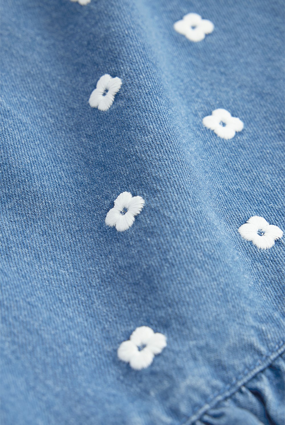 Spot Embroidered Denim Mini Dress