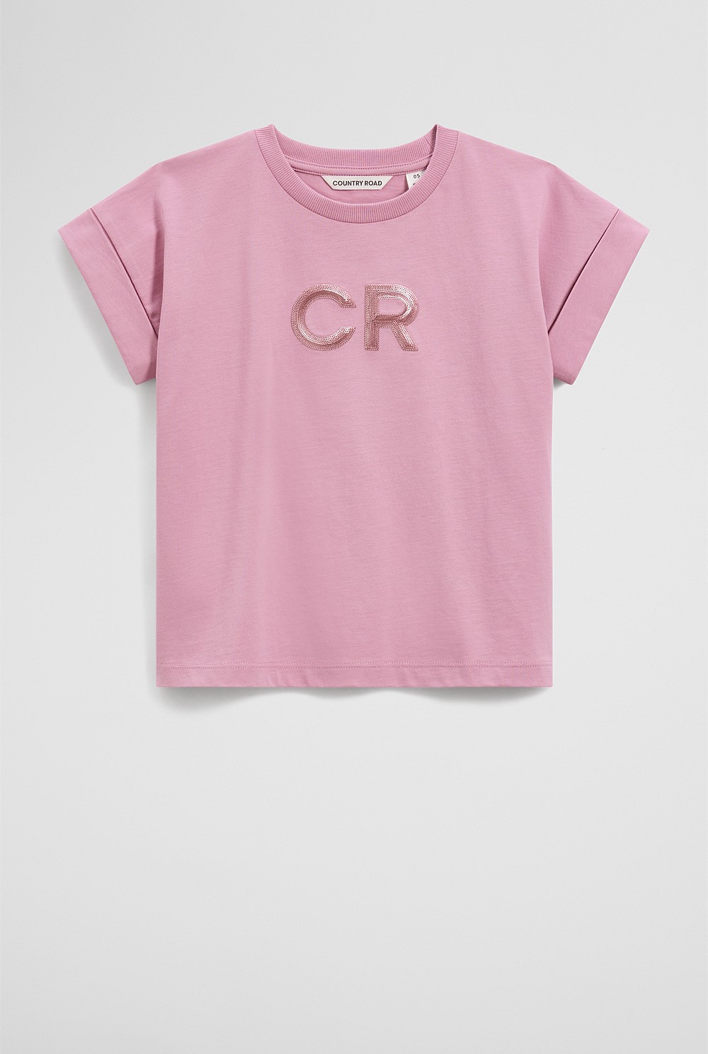 Organically Grown Cotton CR Sequin Logo T-Shirt