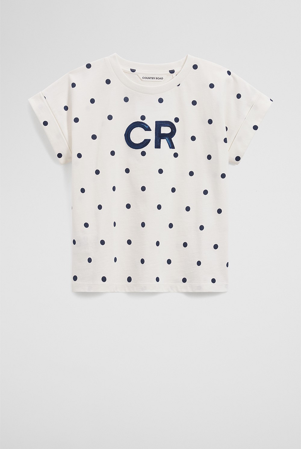 Organically Grown Cotton CR Sequin Logo T-Shirt