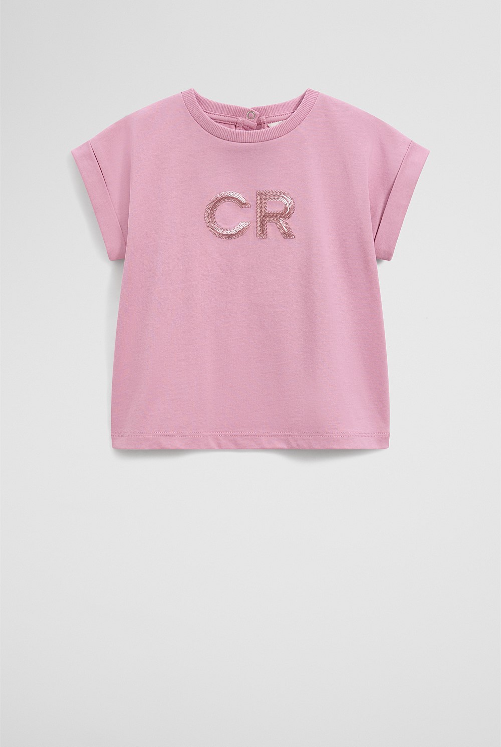 Organically Grown Cotton CR Sequin Logo T-Shirt