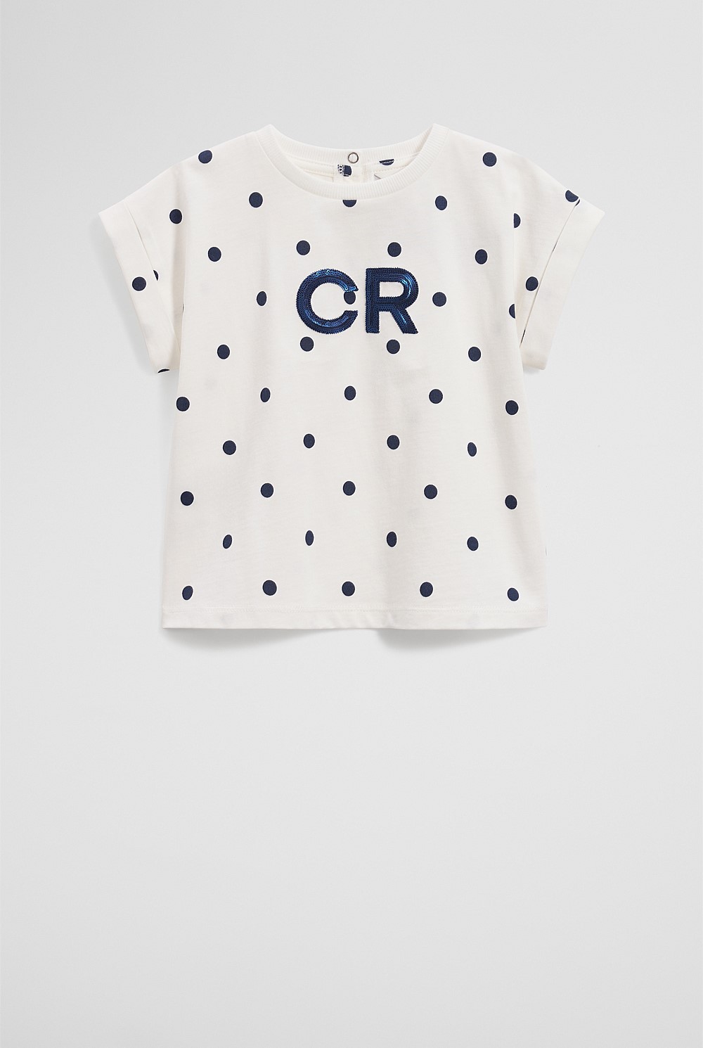 Organically Grown Cotton CR Sequin Logo T-Shirt
