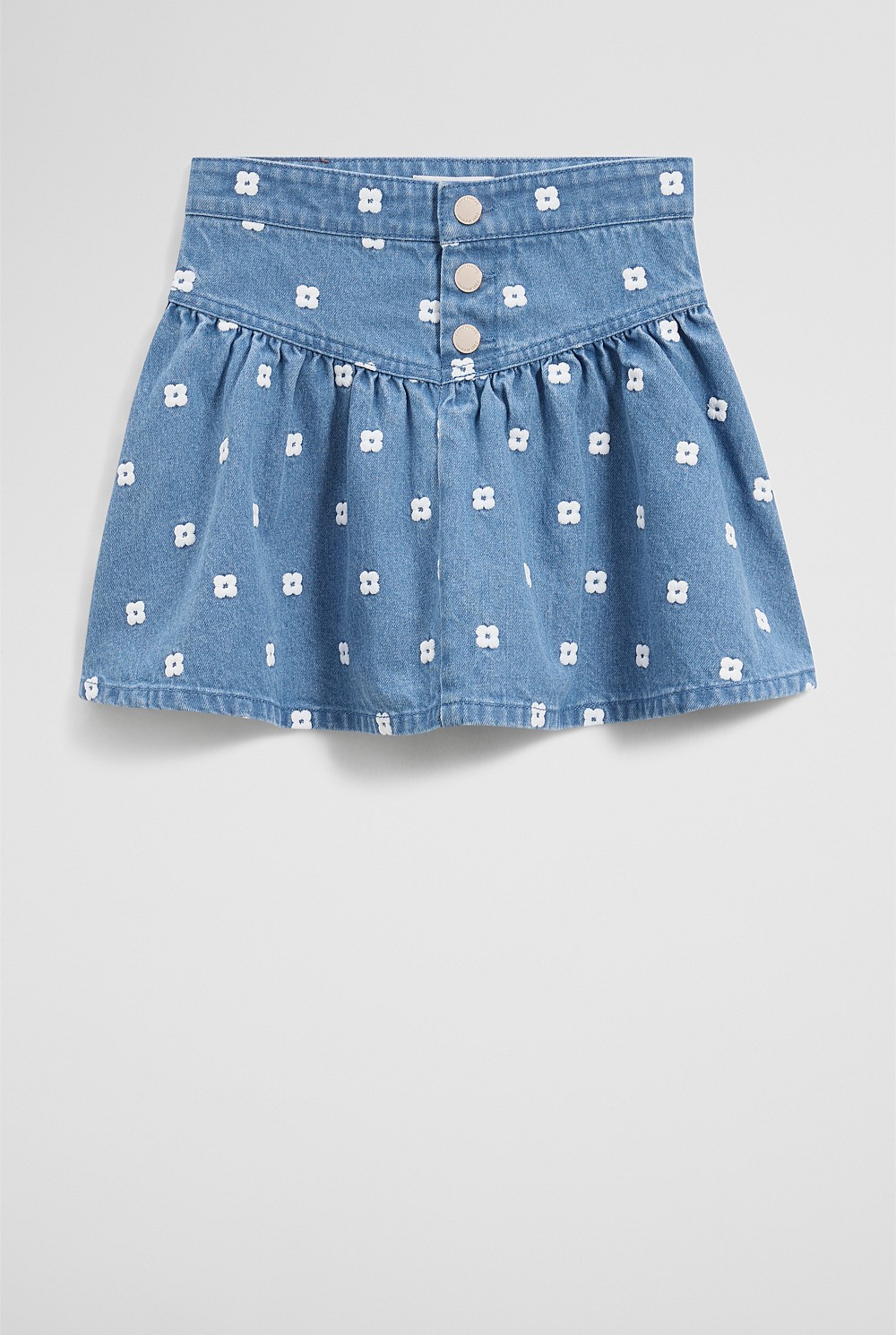 Spot Embroidered Denim Skirt
