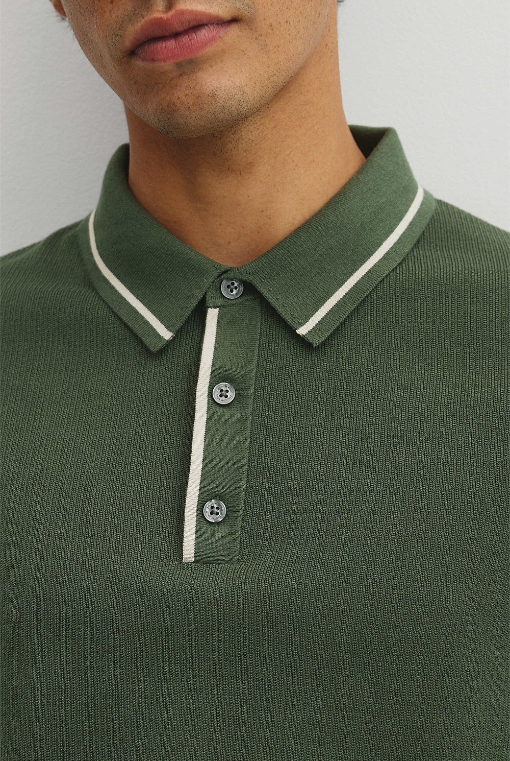 Australian Cotton Blend Silk Tipped Knit Polo