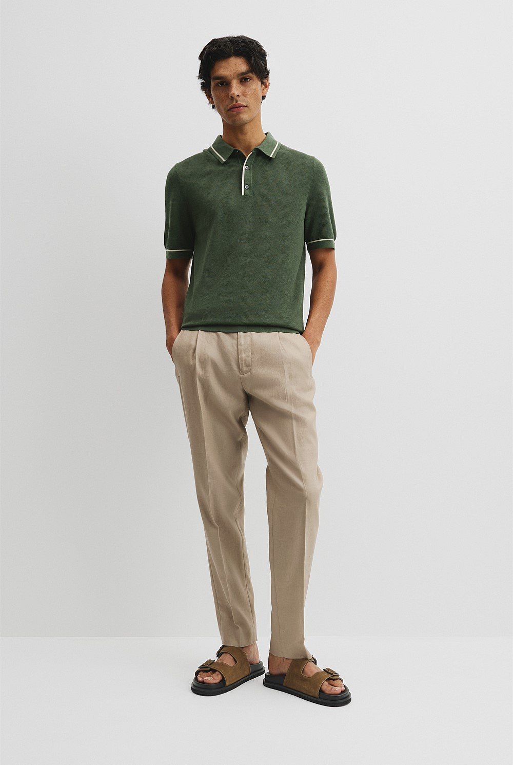 Australian Cotton Blend Silk Tipped Knit Polo